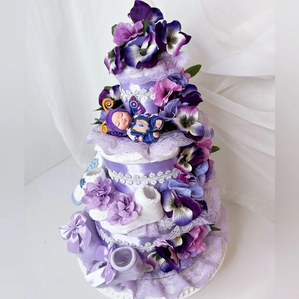 Flowers Diaper Cake, Butterfly Cake